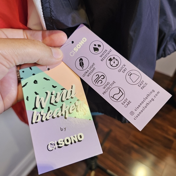 NWT CISono red black white raglan sleeves light windbreaker jacket M US - Picture 7 of 10